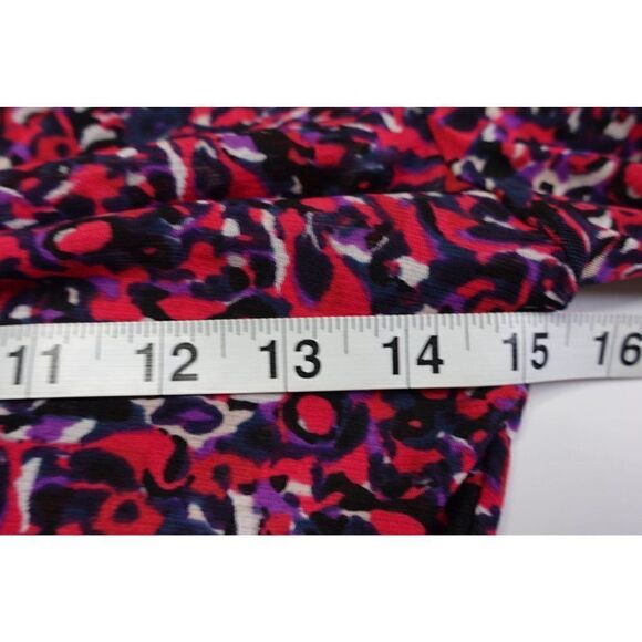 Diane Von Furstenberg Fuchsia Multi Colored Printed V Neck Dress - Picture 9 of 9